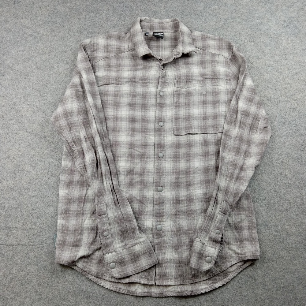 Under Armour Mens Plaid Flannel Snap Front Shirt Gray Medium 1372600